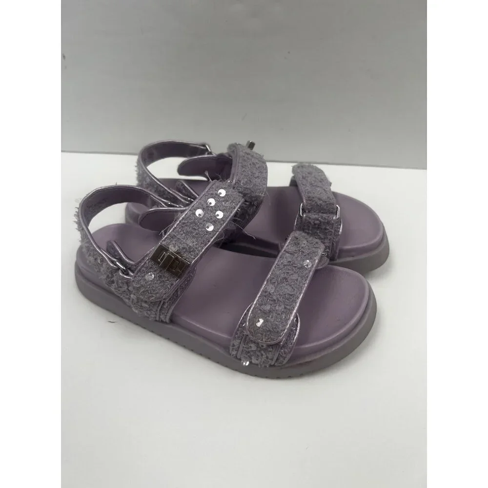 Steve Madden girls Mona flat sandal Sparkle-Covered Sequins Lilac Sz 13